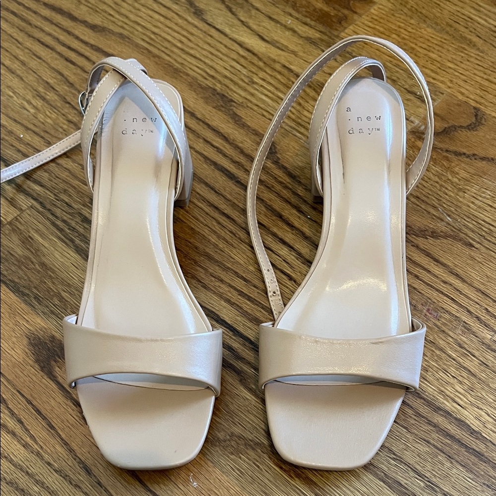 a new day Neutral Beige Open-Toe Block Heel Sandals
